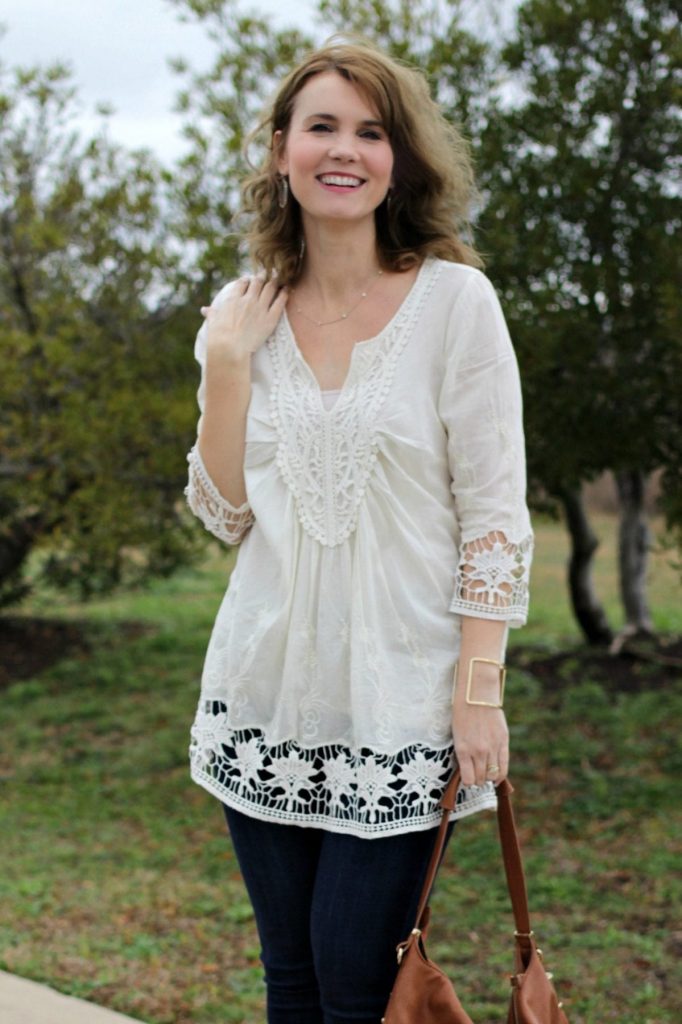 This white tunic shirt is so gorgeous and versatile. See how I styled it three different ways to create three different outfits.