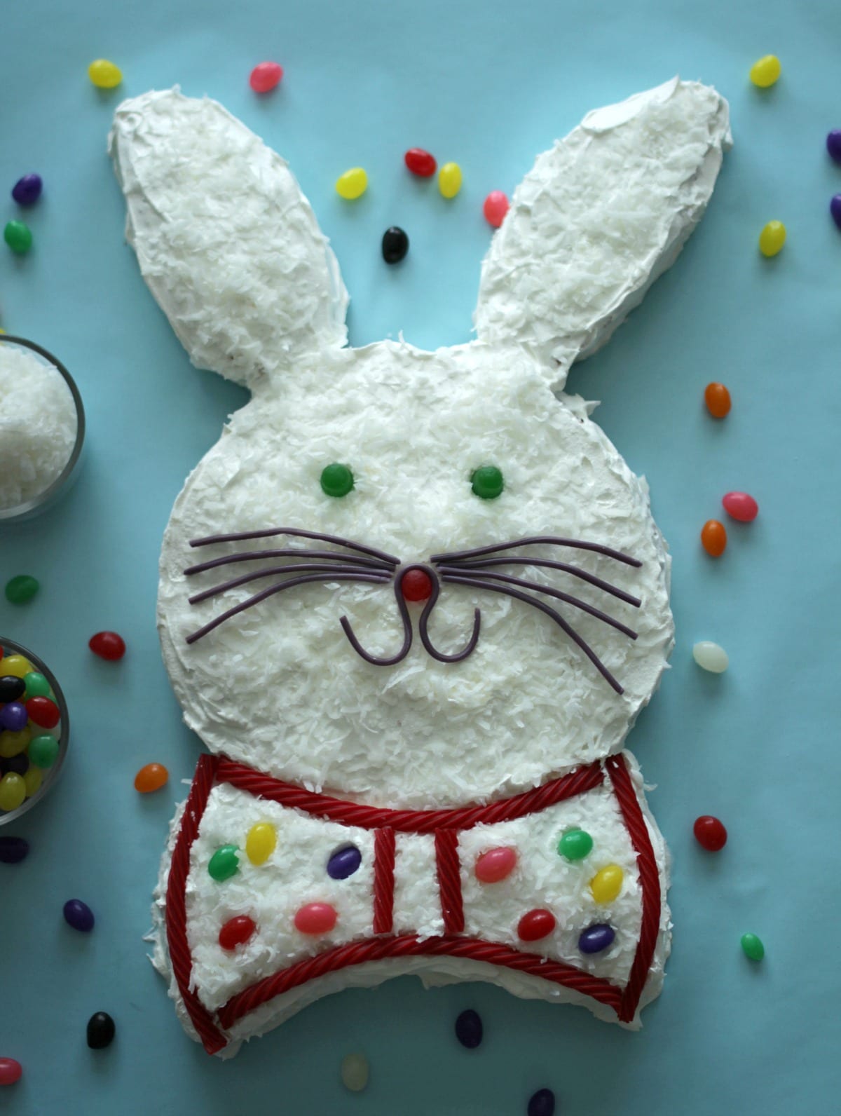 If you want to make an Easter dessert for your kids, co-workers, a party or just because, do I have the cake for you. This Bunny Cake from Kraft is guaranteed to put a smile on everyone’s face. I mean, just look at it!
