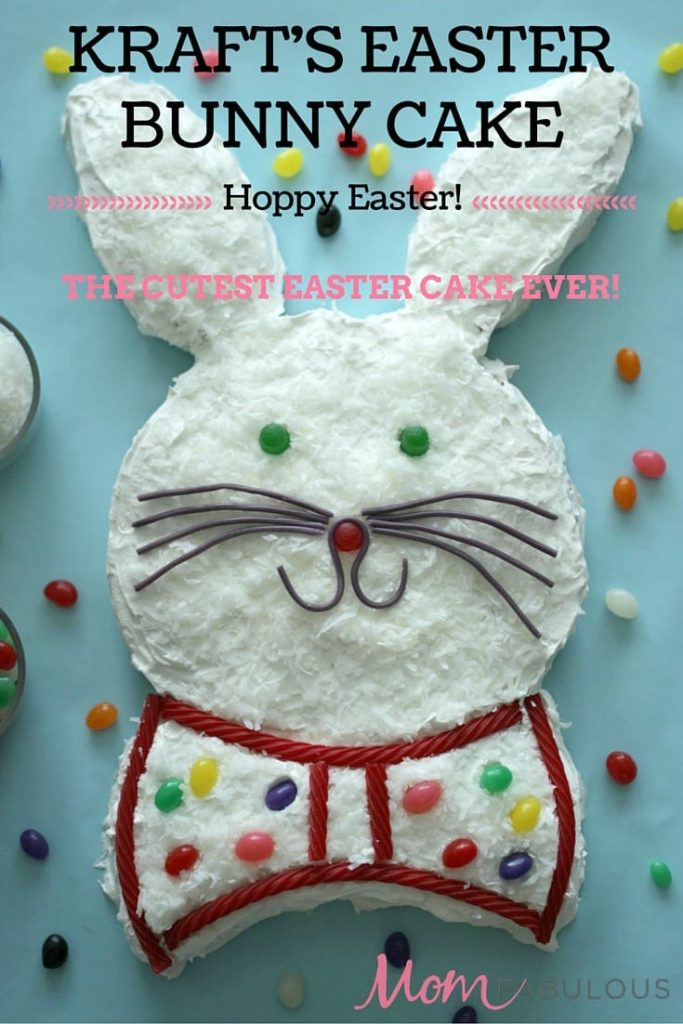 If you want to make an Easter dessert for your kids, co-workers, a party or just because, do I have the cake for you. This Bunny Cake from Kraft is guaranteed to put a smile on everyone’s face. I mean, just look at it!