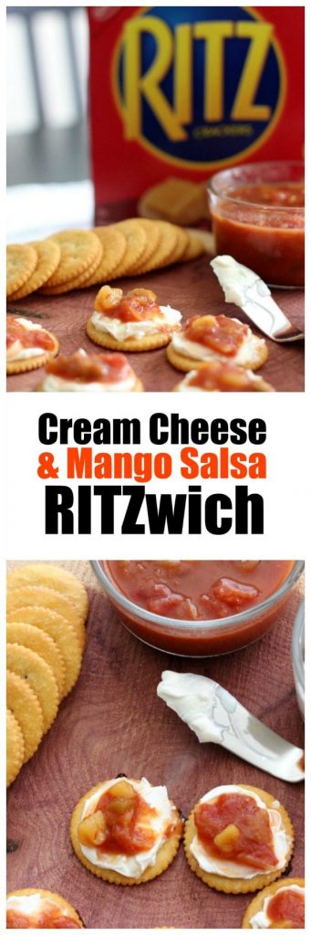 #StackItUp with this Ritz Cracker snack idea: Cream Cheese & Mango Salsa RITZwich. YUM.