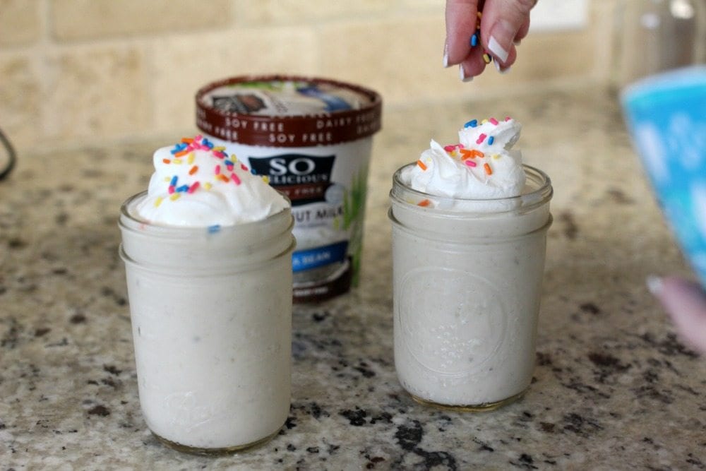 This dairy free dessert is easy to whip up and the perfect milkshake alternative. When summer comes, you won't have to feel left out while everyone around you is indulging in ice cream. You can have your "dairy" treat too!