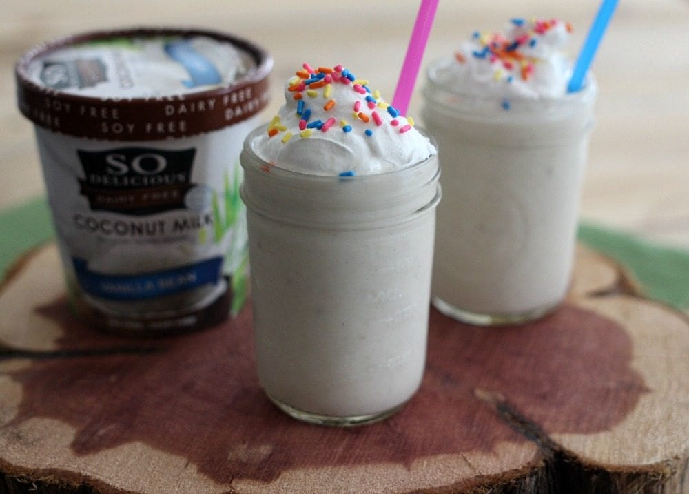 This dairy free dessert is easy to whip up and the perfect milkshake alternative. When summer comes, you won't have to feel left out while everyone around you is indulging in ice cream. You can have your "dairy" treat too!