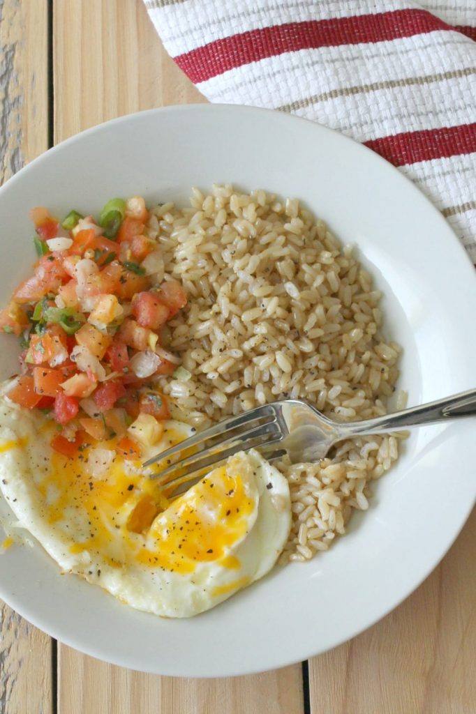 This easy rice bowl recipe is flavorful, filling and comes together in under 10 minutes. You can't beat that!