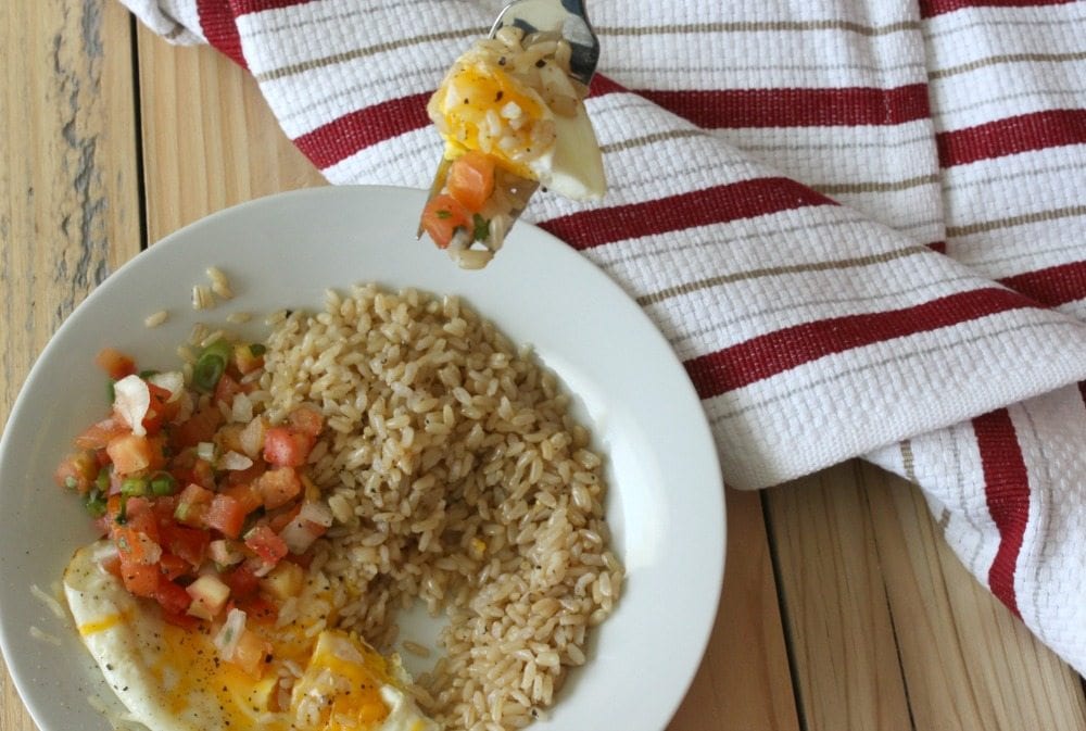 This easy rice bowl recipe is flavorful, filling and comes together in under 10 minutes. You can't beat that!