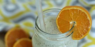 The Sunrise Smoothie recipe only has four easy-to-find ingredients, it takes about a minute to whip up and it’s so full of flavor that it will be both adult and kid-pleasing.