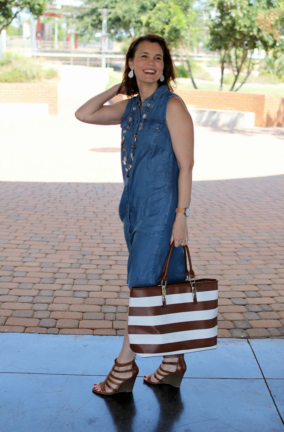 A versatile denim dress outfit that's perfect as your go-to summer dress.