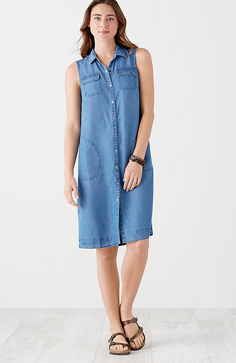 A versatile denim dress outfit that's perfect as your go-to summer dress.