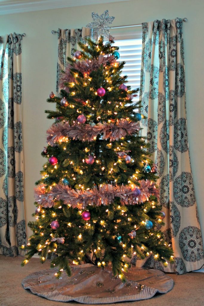 Christmas tree from Tree Classics, decorate in honor of Breast Cancer Awareness Month.