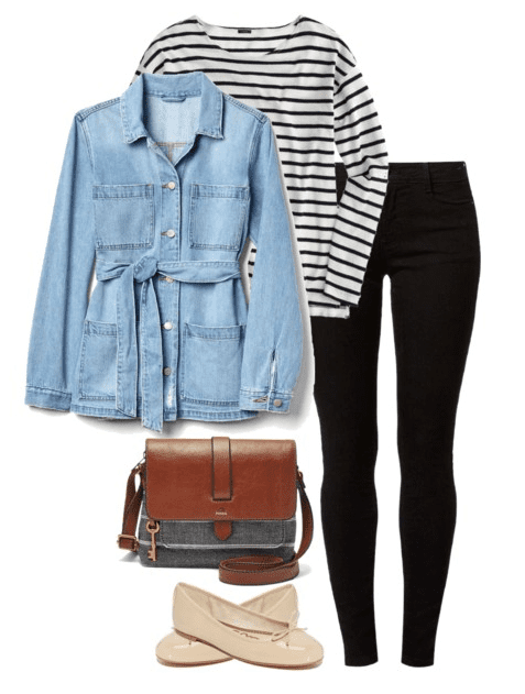 Blue jean jacket outfit clearance ideas