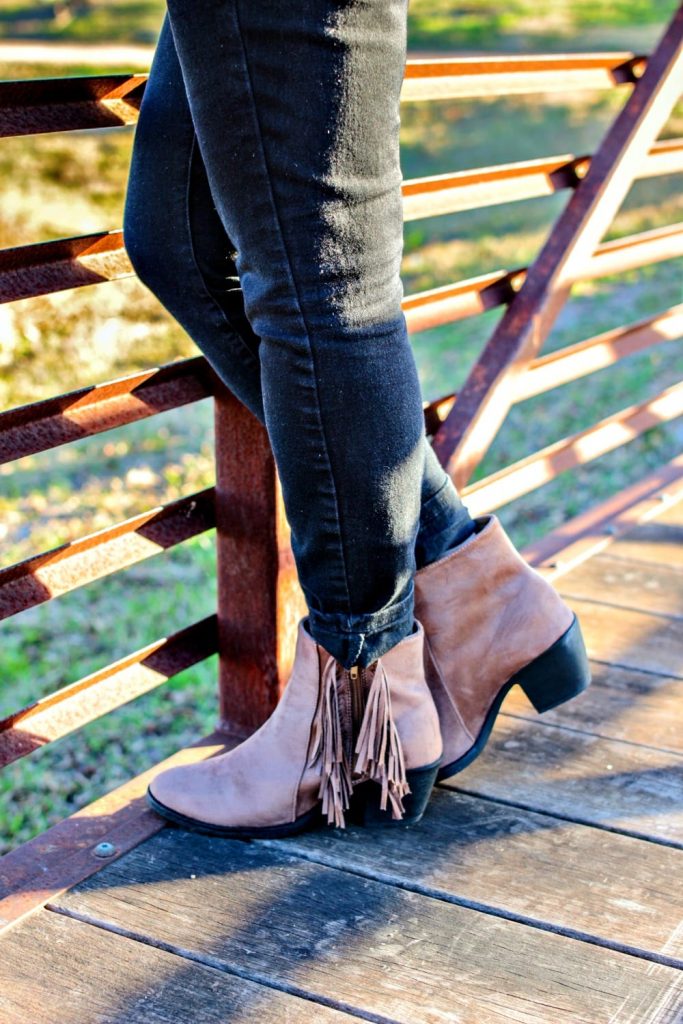 Fringe ankle boots