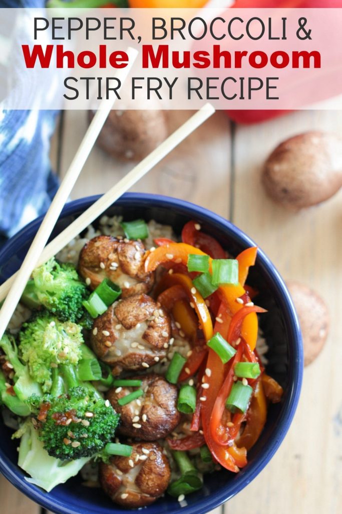 This pepper, broccoli, and whole mushroom stir fry recipe is so incredibly easy and full of amazing flavors. Whether it's meatless Monday or you're making dinner for a house full of vegetarians, this is a crowd-pleaser!