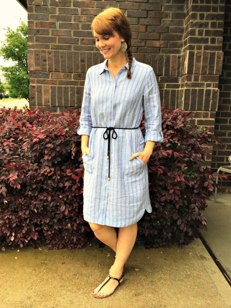 This linen shirt dress is comfortable, looks great on everyone and can be worn many different ways. See how I styled it to create three different looks.