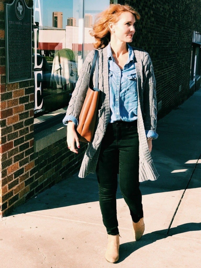 Long cardigan outfit idea