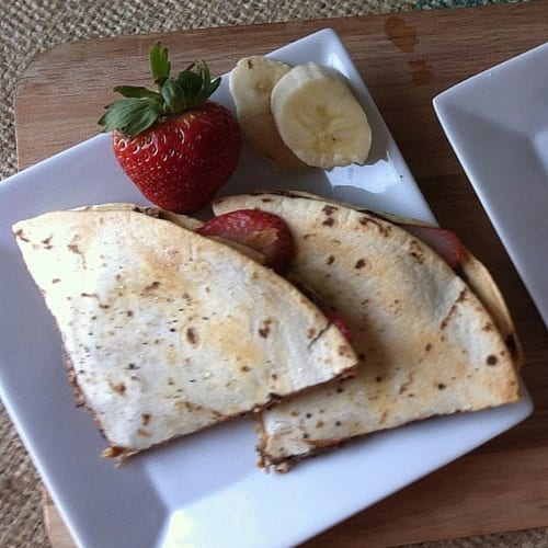 Strawberry and peanut butter quesadilla